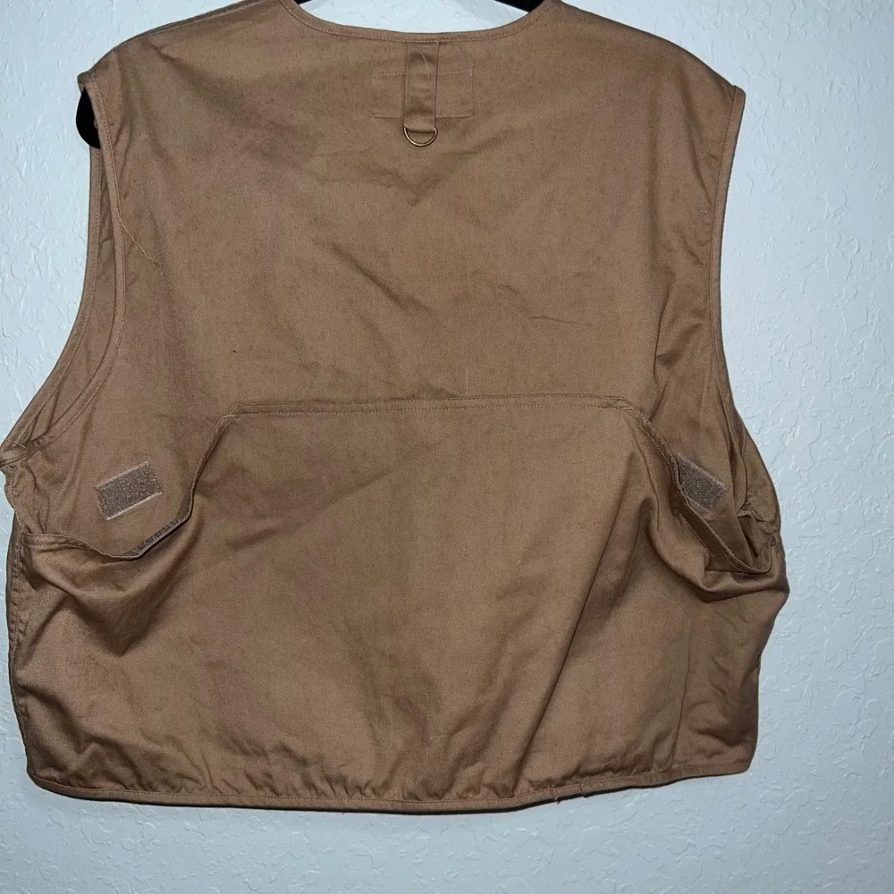 Vintage L.L. Bean Fishing Vest Mens XL Khaki Canvas Multi-Pocket Utility Brown